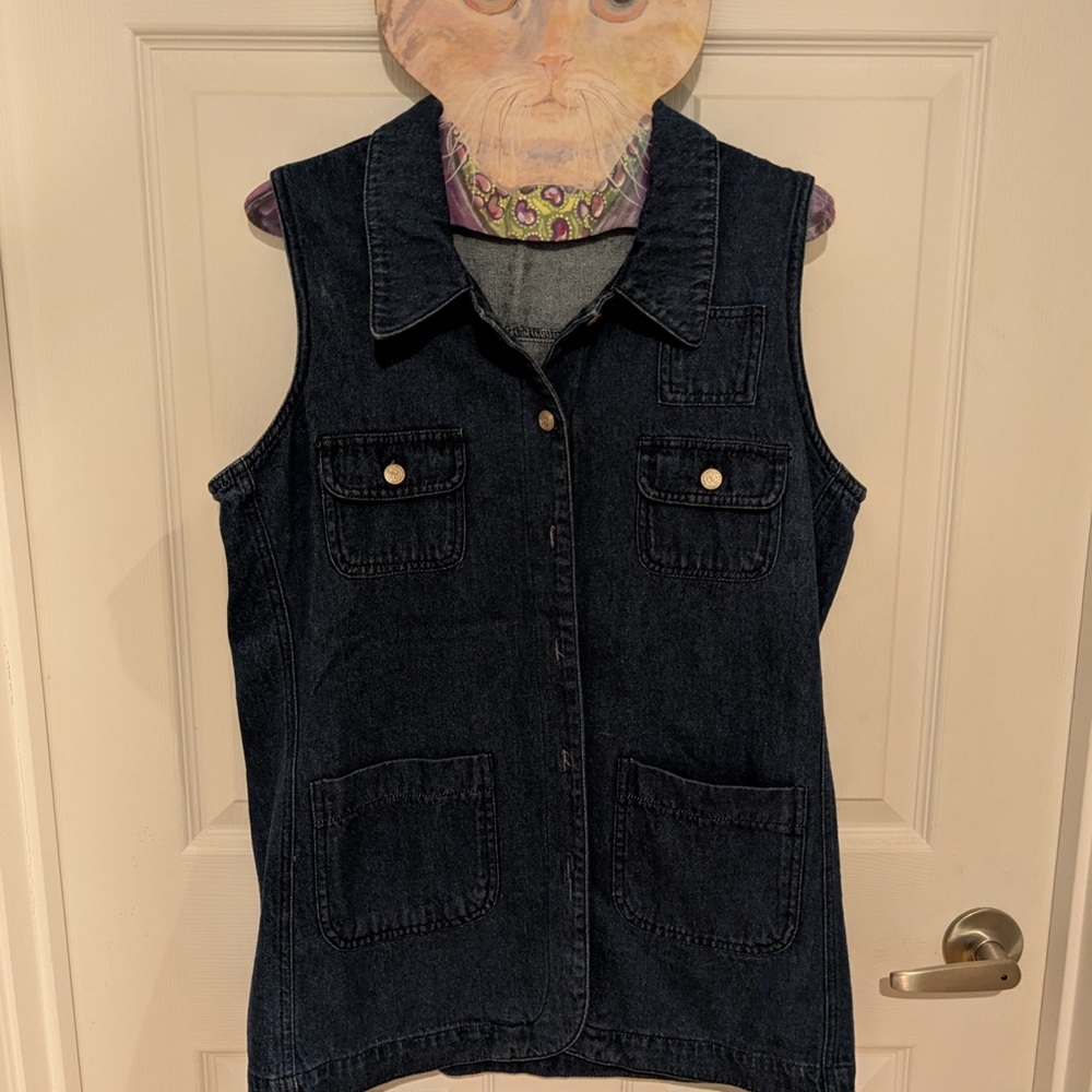 Halston Heritage Blue Denim Vest